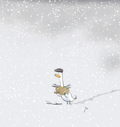 George in the snow, Gus Gordon Illustration, Print for Sale